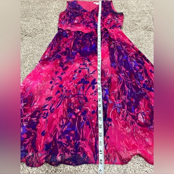Coldwater Creek women’s pink and purple faux wrap Midi Sleeveless dress size 8 - Picture 9 of 9